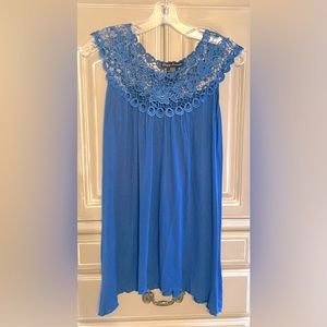 Blue Top with Lace Detail